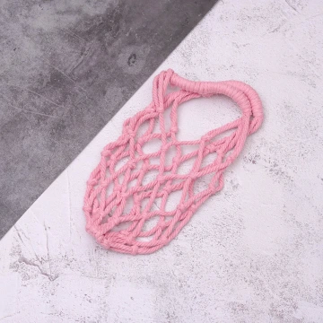 素色鏤空網編×飲料水瓶提袋×粉紅