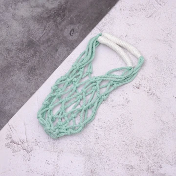 撞色鏤空網編×飲料水瓶提袋×白藍