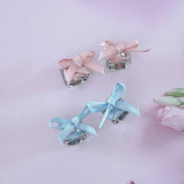 甜美蝴蝶結絲帶×U型耳骨夾×共二色