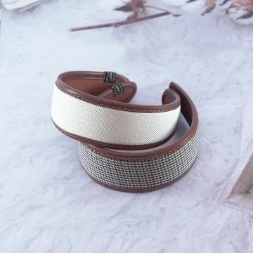 皮質包邊千鳥紋×髮箍造型×共二色