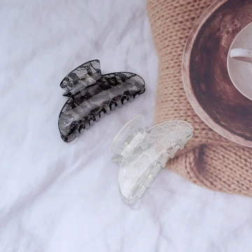 蕾絲印花壓克力×鯊魚夾×共二色