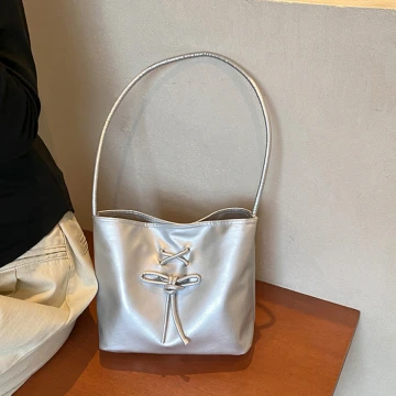 結繩甜美皮革包&times;肩背包&times;銀色