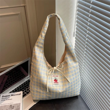 格紋蝴蝶結小蕃茄&times;肩背包&times;米黃