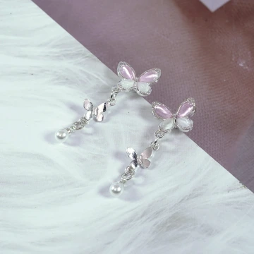 靈動粉蝶&times;吊墜耳環