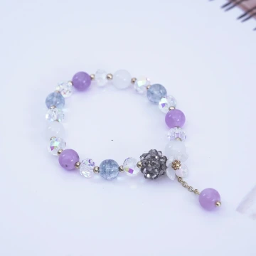 晶球貝殼花紫琉璃&times;固定式串珠手鍊&times;紫色