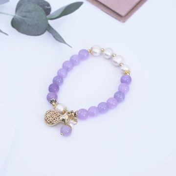 紫琉璃福袋流蘇&times;固定式串珠手鍊