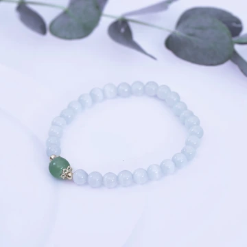 白琉璃一抹青&times;固定式串珠手鍊