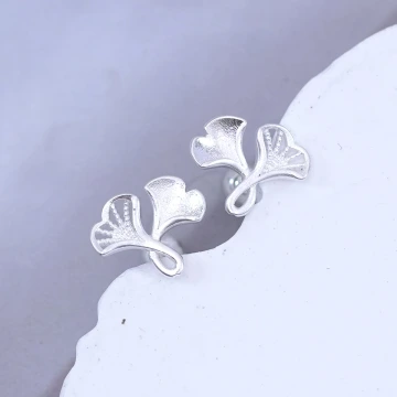925耳針×銀杏葉×轉珠耳環