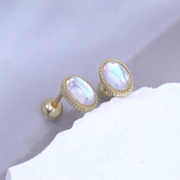 金色橢圓月光×轉珠耳環