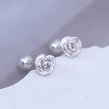 925耳針&times;玫瑰花&times;轉珠耳環