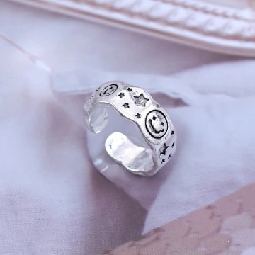 寬版笑臉星星×開口戒指