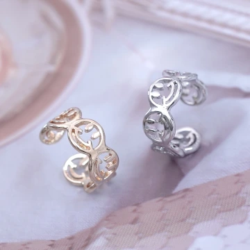 笑臉排列鏤空晶鑽×開口戒指×共二色
