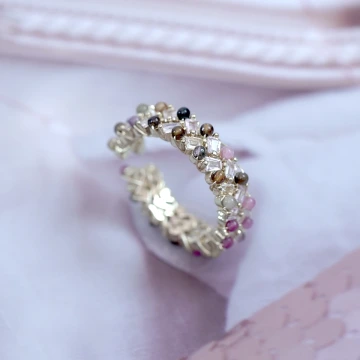 琉璃晶鑽小串珠×開口戒指