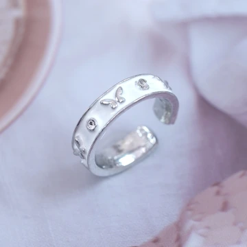 溫柔白色小蝴蝶×開口戒指