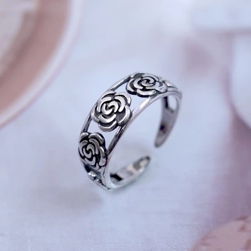 復古玫瑰花×開口戒指