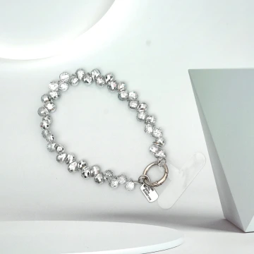 水滴閃亮晶鑽&times;手機腕帶掛繩&times;銀色