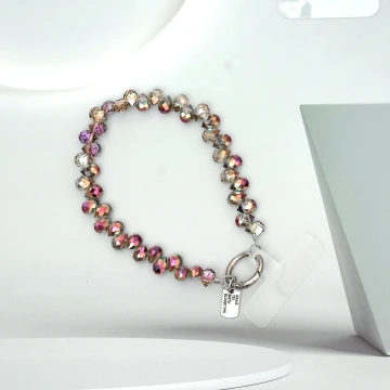 水滴閃亮晶鑽&times;手機腕帶掛繩&times;深紫棕