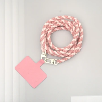 細繩雙色小麻花&times;手機斜背雙勾掛繩&times;深粉+淡粉
