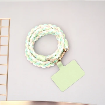 細繩四色小麻花&times;手機斜背雙勾掛繩&times;綠+藍+粉+白