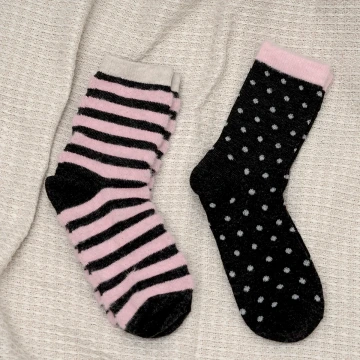 點點條紋毛襪&times;中筒襪&times;二雙套件襪子組