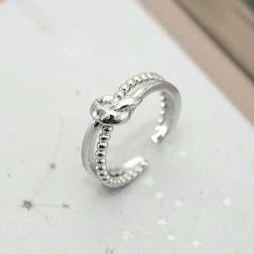 925銀飾&times;雙軌平結&times;開口戒指