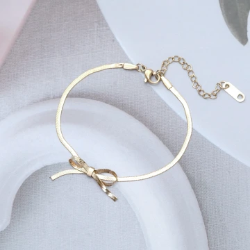 316鋼飾&times;扁平蛇骨蝴蝶結&times;手鍊&times;金色