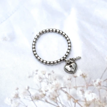 925銀飾&times;心鎖&times;開口戒指