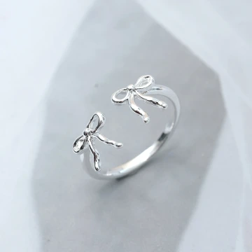 925銀飾&times;芭蕾風蝴蝶結&times;開口戒指