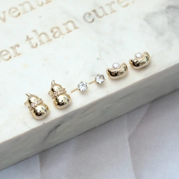 葫蘆元寶晶鑽&times;三套件耳環組