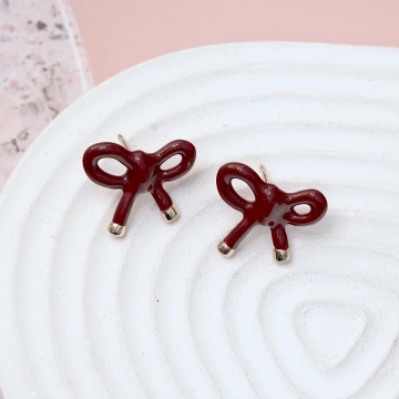 紅色蝴蝶綁結&times;吊墜耳環