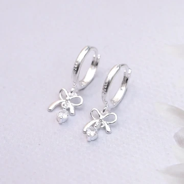 925銀針&times;蝴蝶結垂鑽&times;耳扣