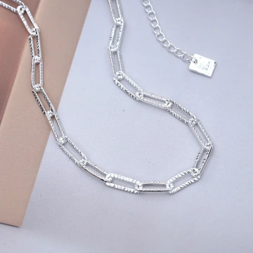 925銀飾&times;鍊條刻痕&times;鎖骨項鍊