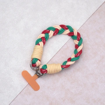 三色麻花辮&times;手機腕帶掛繩&times;紅綠橘