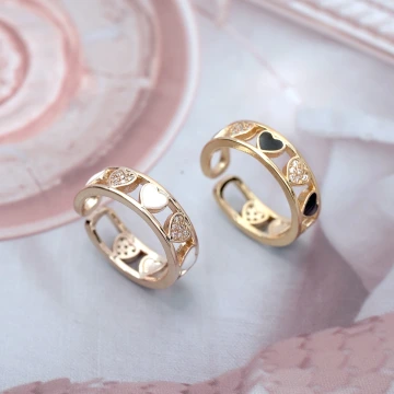 金愛心鏤空晶鑽&times;開口戒指