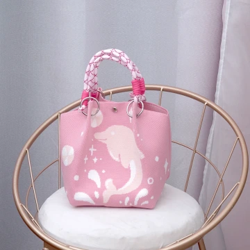 粉紅海豚&times;針織手提袋
