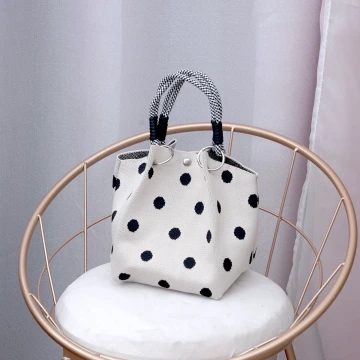 黑色波點&times;針織手提袋