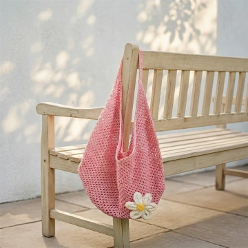 慵懶小花針織&times;肩背包&times;粉紅