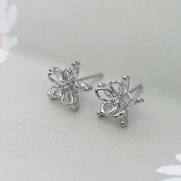 925銀針&times;立體五花瓣&times;耳環