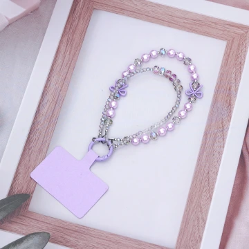 雙層華麗蝴蝶結派對&times;手機腕帶掛繩&times;紫色