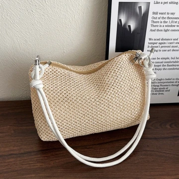 涼夏鏤空草編包&times;可調式斜背包&times;白色