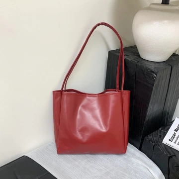 日常皮革素面&times;肩背包&times;紅色