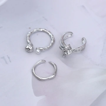 異形金屬珍珠&times;三套件戒指組