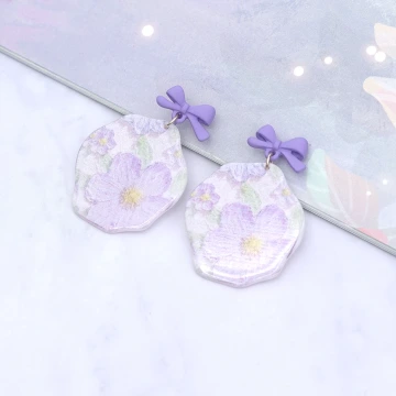 紫花蝴蝶結&times;U型耳夾