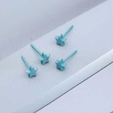 小星星&times;陶瓷&times;養耳棒&times;二套件耳環組&times;藍色