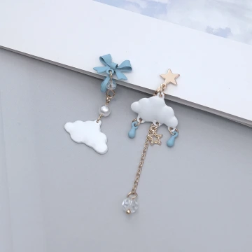 白雲藍雨蝴蝶結&times;不對稱三角耳夾