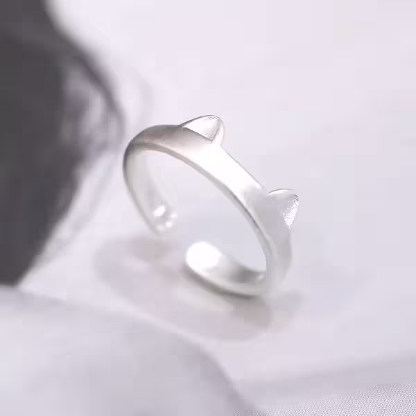 925銀飾&times;小貓耳朵&times;開口戒指