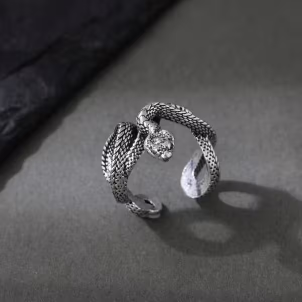 美式×復古×纏繞蟒蛇×開口戒指