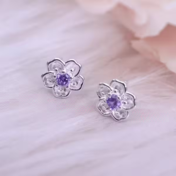 925銀針×小紫櫻×耳環