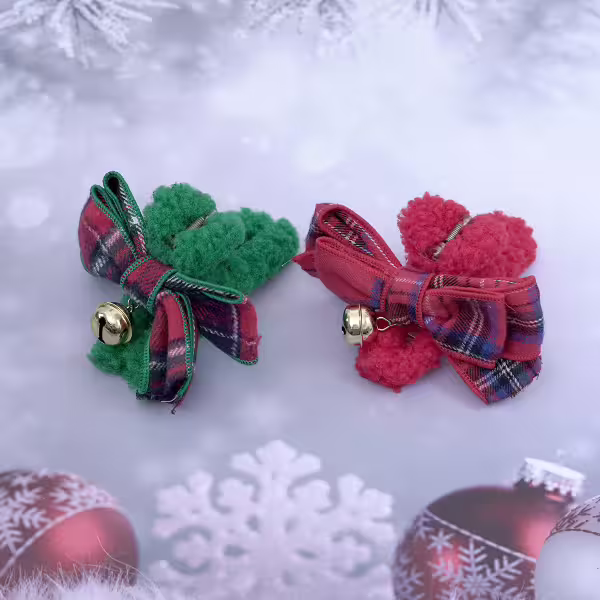 紅綠格紋鈴鐺×鯊魚夾×共二色