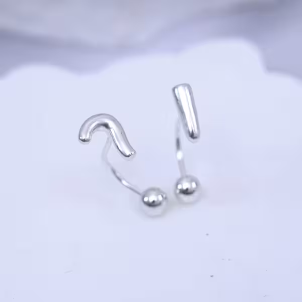 925耳針×問號驚嘆號×轉珠耳環